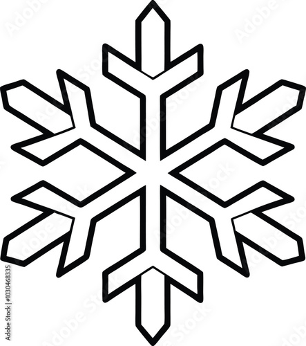 Simple Black Outline Snowflake Winter Icon
