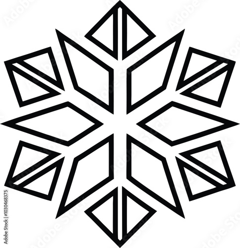 Geometric Snowflake Design Black and White