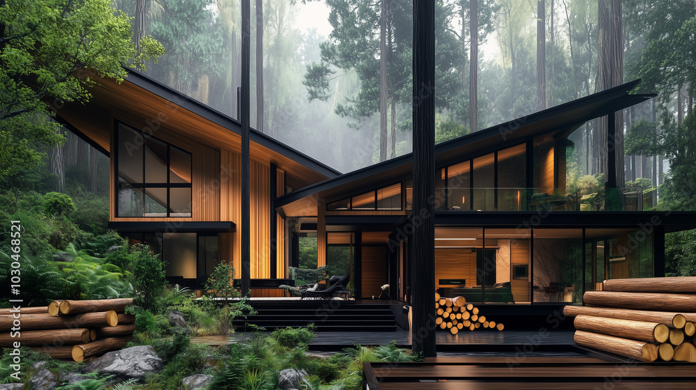 Fototapeta premium モダンな黒い外壁の住宅