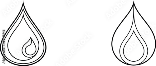 Two Black Outline Water Drop Shapes