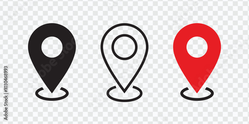 Map Pin and Location Marker Icon Set in Flat Style