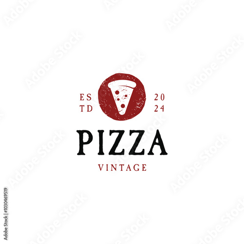 Pizza logo design retro hipster vintage, pizza logo rustic style