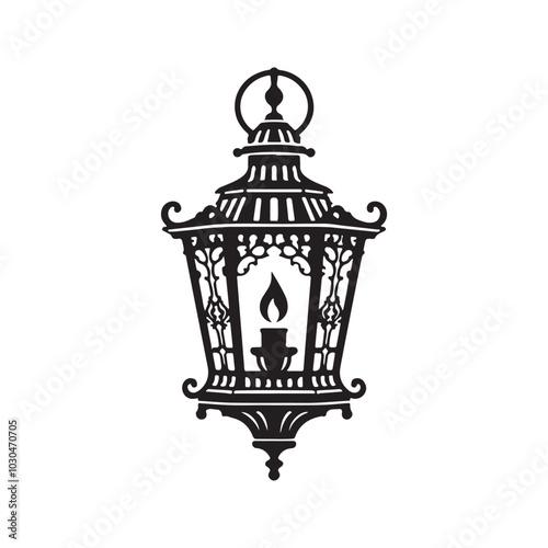 Victorian Lantern silhouette vector art illustration