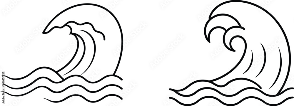 Two Simple Black And White Wave Illustrations Two Simple Black And White Wave Illustrations