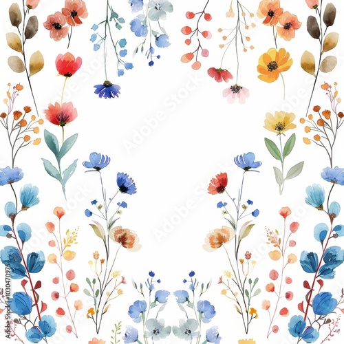Wallpaper Mural Watercolor Floral Borders for Wedding Card Design Generative AI Torontodigital.ca