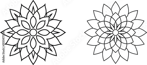 Two Symmetrical Floral Mandala Designs