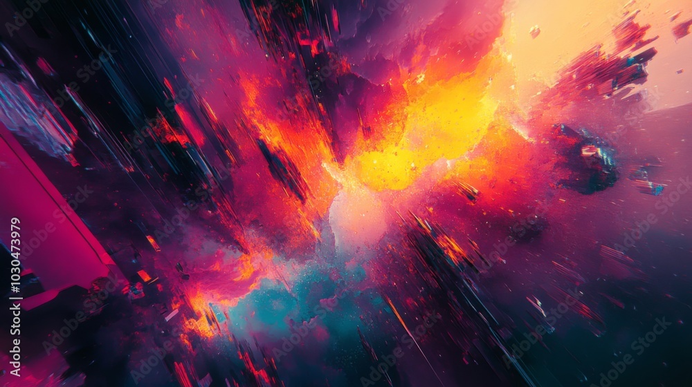 Vibrant Cosmic Explosion in Abstract Art Style Vibrant Cosmic Explosion in Abstract Art Style