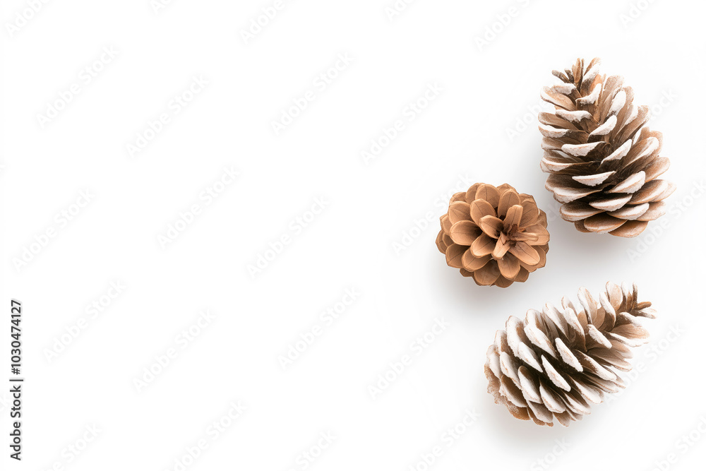 Beautiful Natural Pine Cones Displayed Elegantly on a Pure White Background Surface Beautiful Natural Pine Cones Displayed Elegantly on a Pure White Background Surface