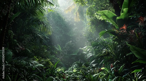 Mysterious and Adventurous Jungle Landscape for Travel and Exploration Generative AI