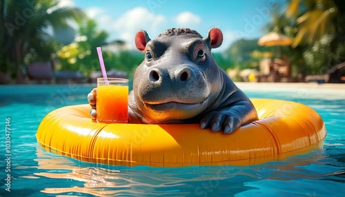hippo in Pool party paradise