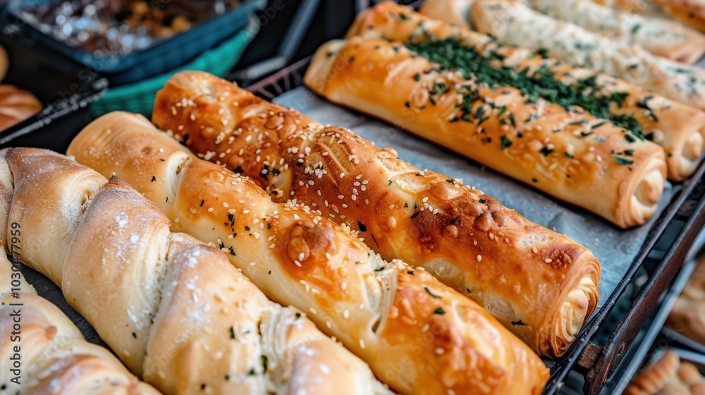 Freshly Baked Bread Rolls with Sesame Seeds and Herbs Freshly Baked Bread Rolls with Sesame Seeds and Herbs