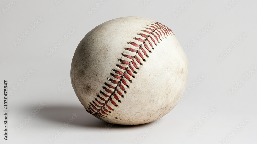 Worn Baseball Isolated on White Background   Sports Equipment  Game  Classic  Team