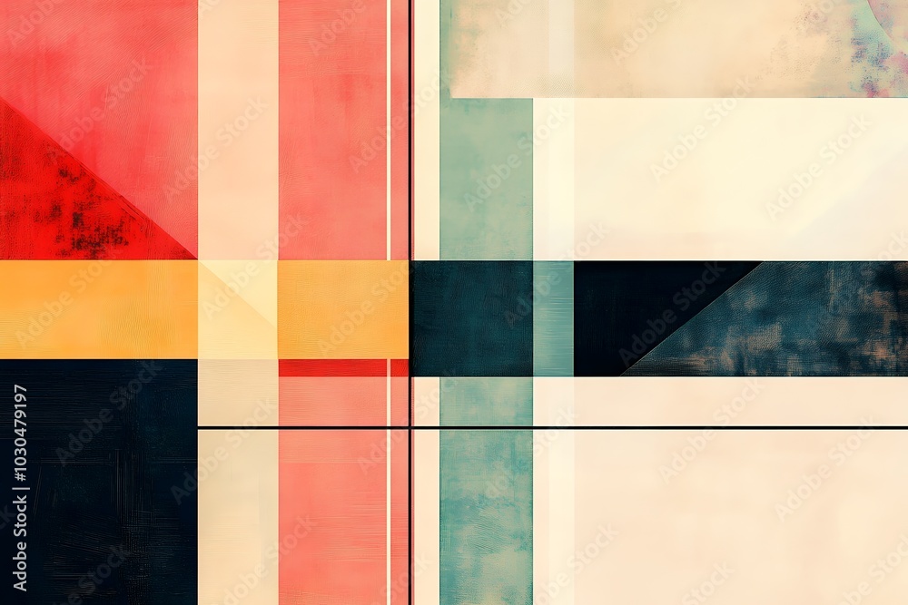 Fototapeta premium Abstract geometric design with bold colors and shapes.