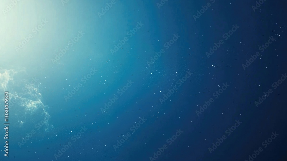 A subtle gradient background transitioning from deep blue to soft white, with faint stars scattered throughout