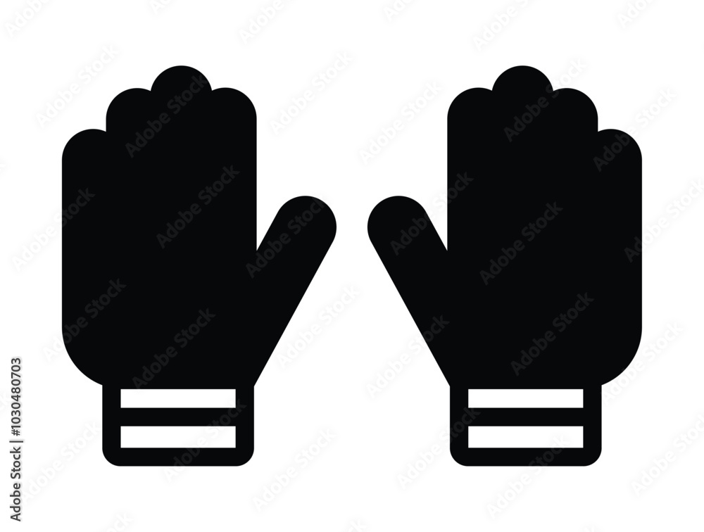 Iconic Illustration of Black Gloves for Winter Use Iconic Illustration of Black Gloves for Winter Use