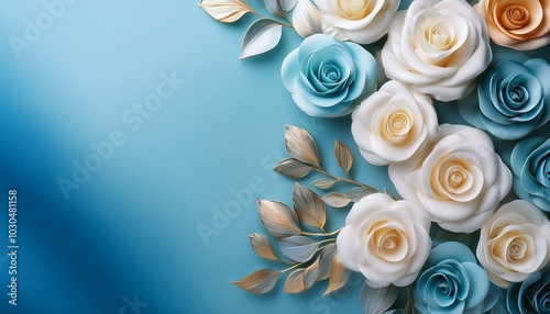 white and blue rose background