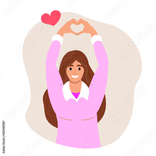 People making LOVE HEART sign. Isolated on white background. Concept of support and kindness in community. Teamwork concept. Vector illustration flat style.