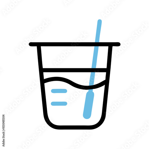 Icon of a medical sample container with a stirring rod, representing laboratory work