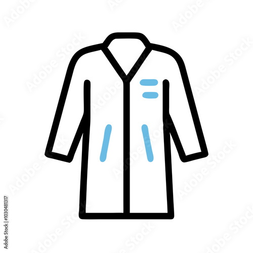 Simple icon of a medical gown or lab coat, essential for healthcare professionals