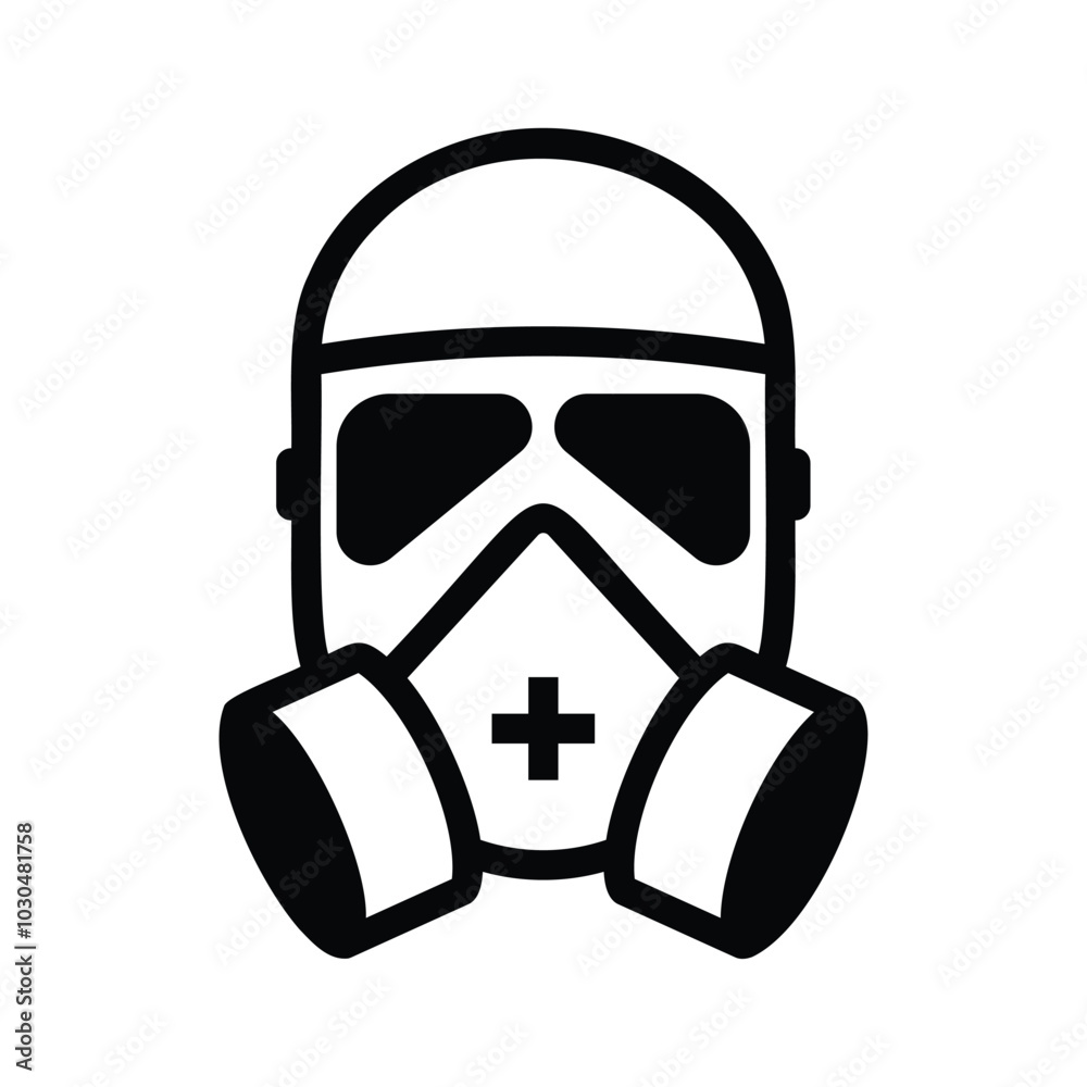 Masked Figure with Gas Mask Icon Illustration Masked Figure with Gas Mask Icon Illustration