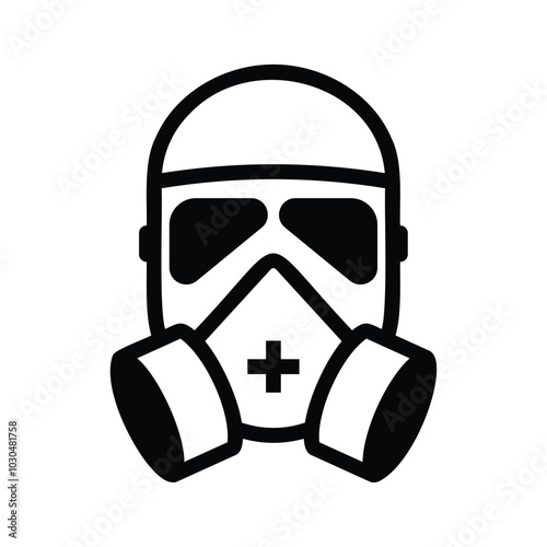 Masked Figure with Gas Mask Icon Illustration