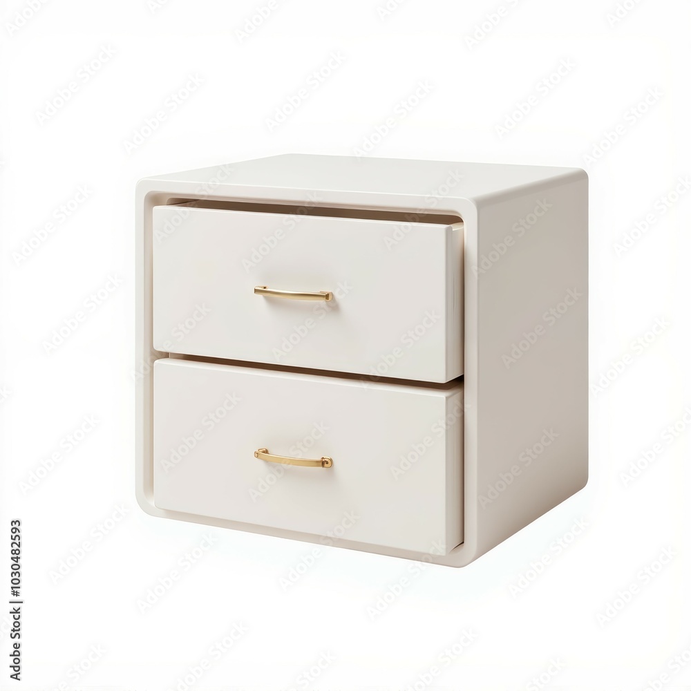 A minimalist white nightstand with two drawers and golden handles, perfect for storing bedroom essentials and enhancing modern decor. A minimalist white nightstand with two drawers and golden handles, perfect for storing bedroom essentials and enhancing modern decor.