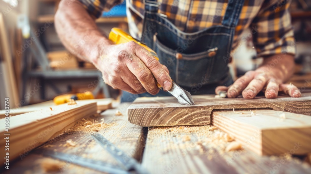 Carpenter Working with Wood