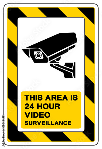 This Area Is 24 Hour Video Surveillance Symbol Sign, Vector Illustration, Isolate On White Background Label. EPS10