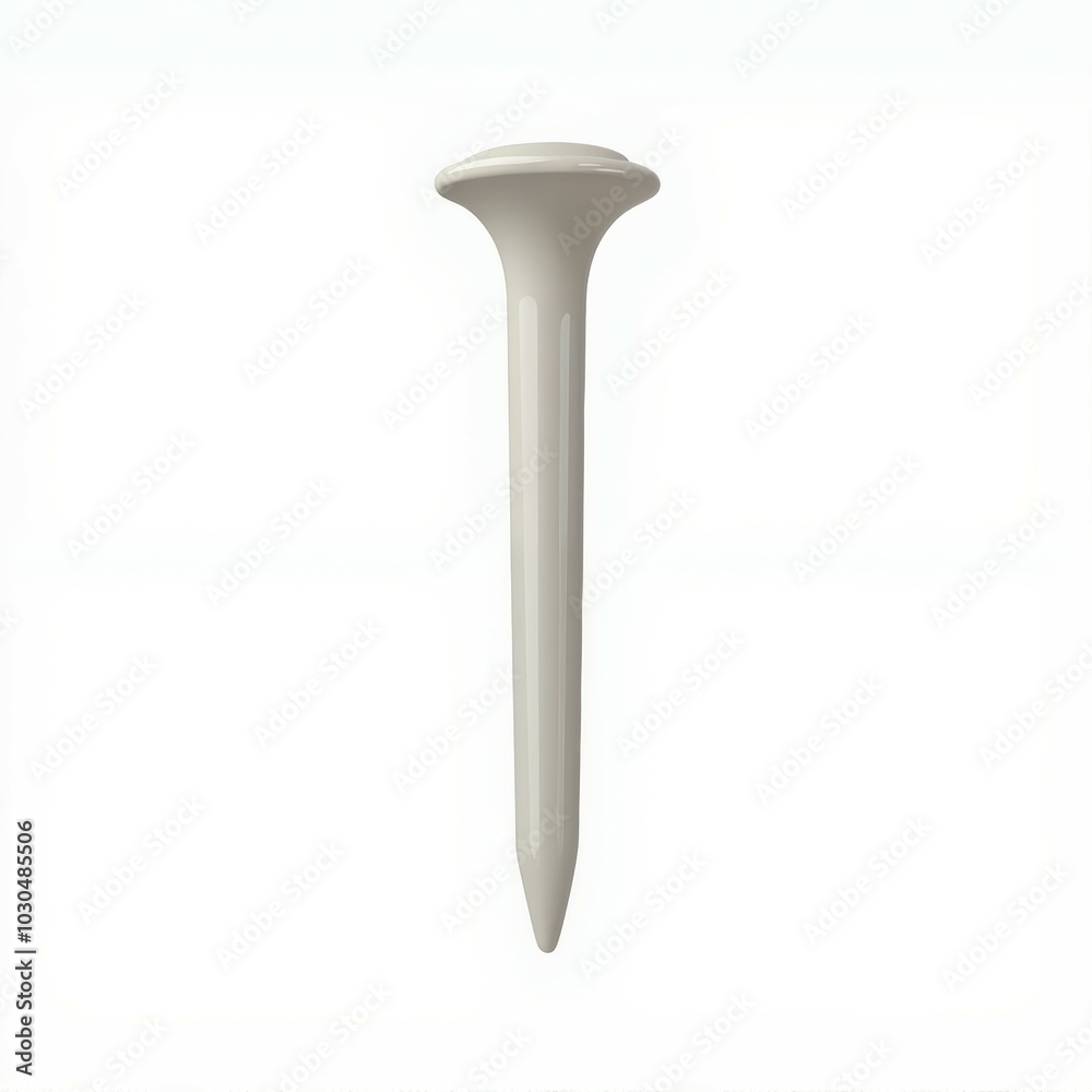 A simple white golf tee standing upright on a plain background. A simple white golf tee standing upright on a plain background.