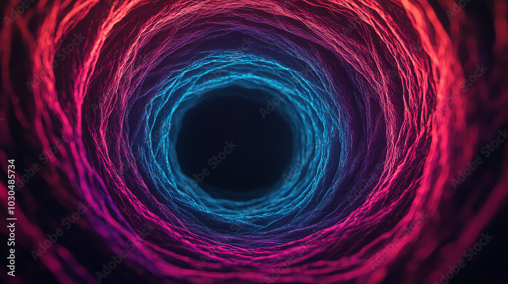 Fototapeta premium A mesmerizing spiral of vibrant colors, transitioning from deep blue to radiant red, creating a captivating visual effect against a dark backdrop.