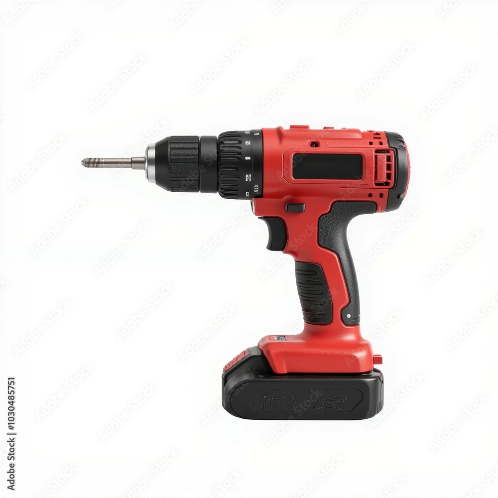 A red and black cordless drill, designed for various drilling and fastening tasks, featuring a comfortable grip and versatile functions. A red and black cordless drill, designed for various drilling and fastening tasks, featuring a comfortable grip and versatile functions.