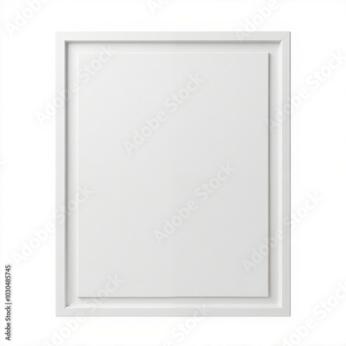 A simple, empty white frame designed for displaying art or photographs, featuring a clean, modern aesthetic.