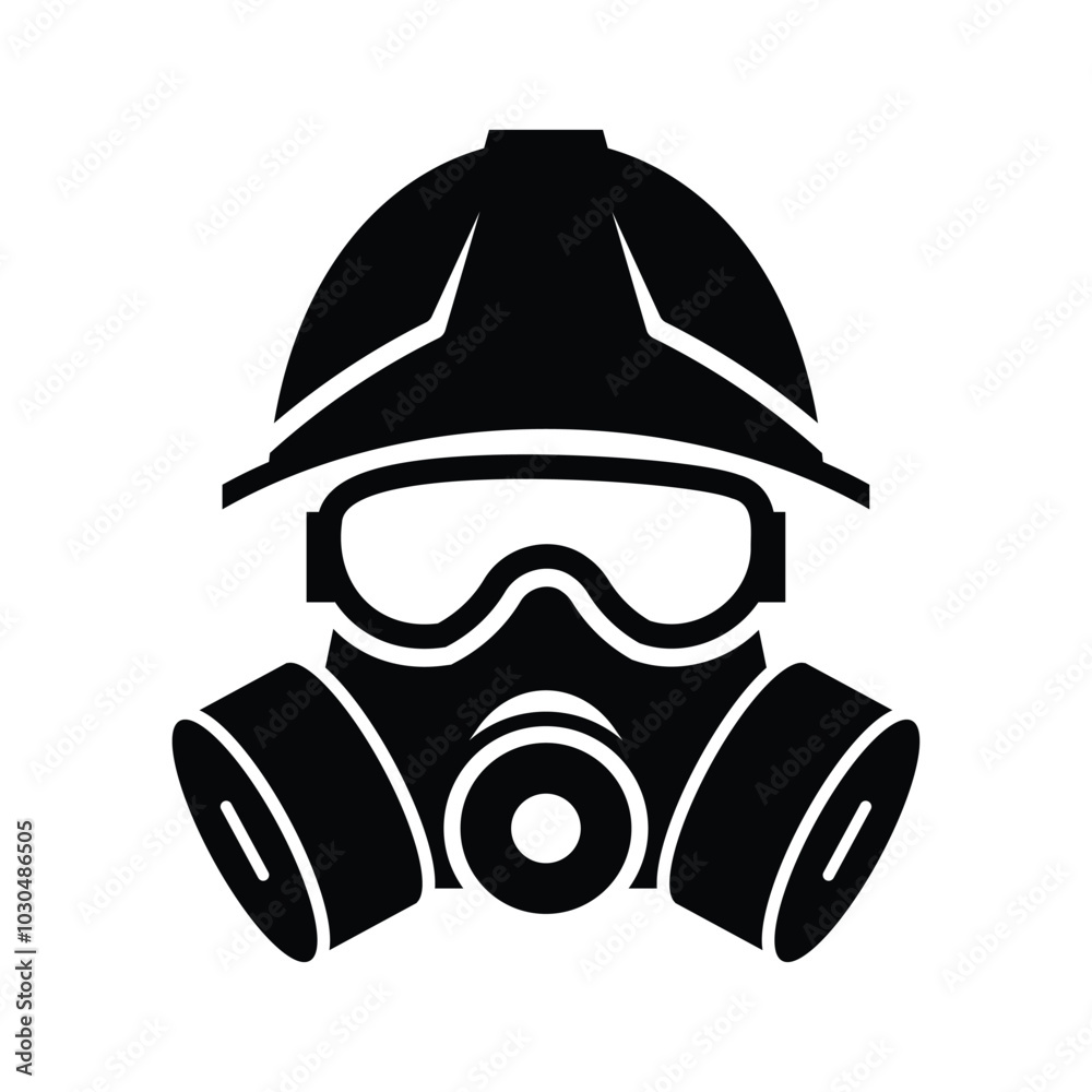 Safety Gear with Gas Mask and Helmet Icon Safety Gear with Gas Mask and Helmet Icon