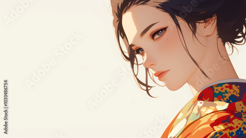 着物を着た美しい女性の横顔