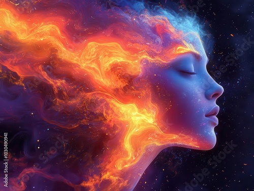 explosive illustration of a mind bursting with colors and shapes, depicting dreams, emotions, and imagination swirling around, vibrant and dynamic, creating a sense of wonder and creativity