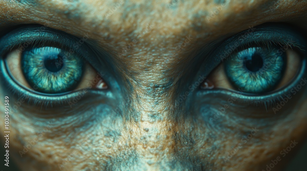 A close up of a person's eyes with a blue tint A close up of a person's eyes with a blue tint