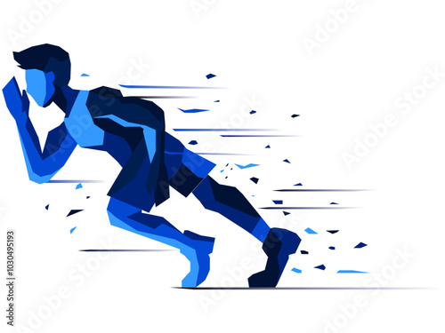 Athlete running graphic, reaching the competition destination, speed and running