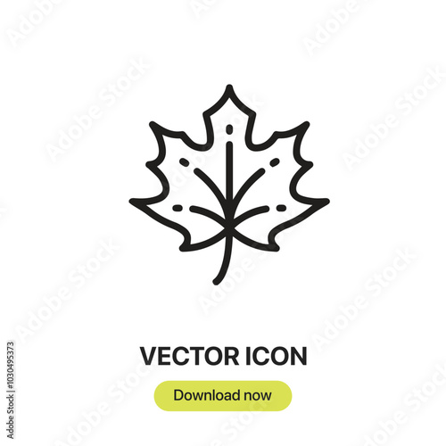 Maple Leaf icon vector. Linear-style sign for mobile concept and web design. Maple Leaf symbol illustration. Pixel vector graphics - Vector.