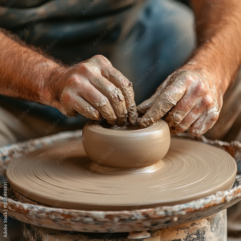 Potter Shaping Clay on a Wheel, Isolated on a Plain Background, Ideal for Crafting and Artistic Concepts Generative AI Potter Shaping Clay on a Wheel, Isolated on a Plain Background, Ideal for Crafting and Artistic Concepts Generative AI
