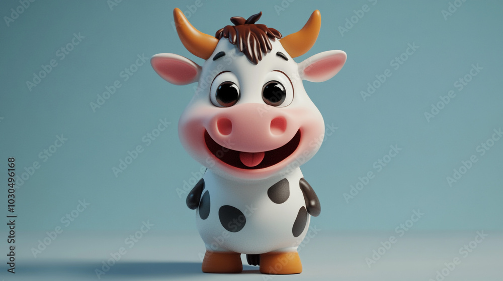 Cute Cartoon Cow Character 3D Rendering Farm Animal Happy Smiling Isolated Cute Cartoon Cow Character 3D Rendering Farm Animal Happy Smiling Isolated