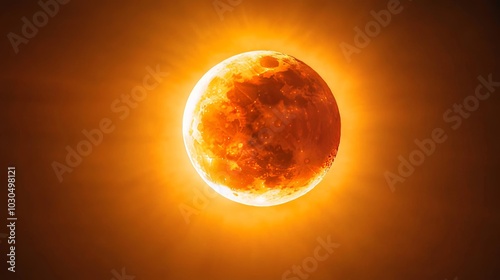 Close up view of the moon during a partial eclipse highlighting its surface details