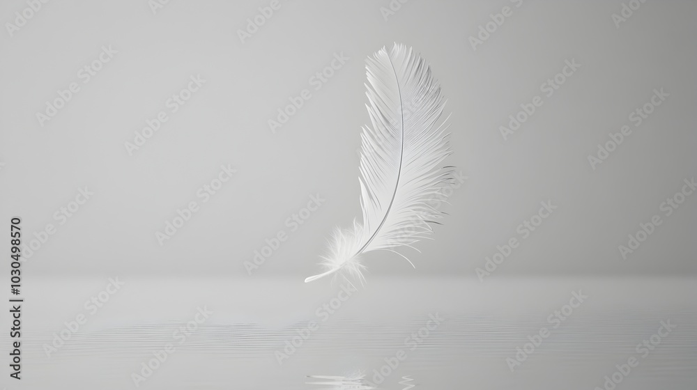 Floating Feather in Minimalist Air Movement,Soft and Elegant Nature Texture