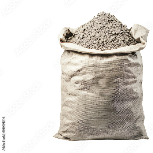 Bag of cement, white isolate background transparent background
