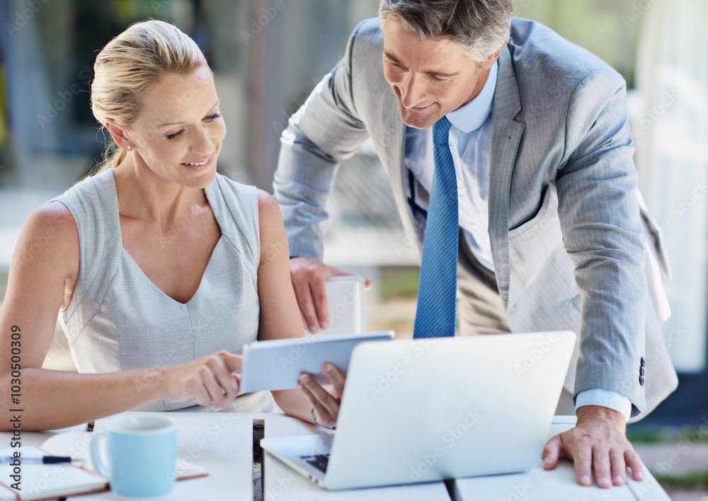 Mentor, research and teamwork with business people and tablet for corporate governance, advisor and meeting. Tax compliance, partnership and report with man and woman for shareholder policy. Mentor, research and teamwork with business people and tablet for corporate governance, advisor and meeting. Tax compliance, partnership and report with man and woman for shareholder policy.