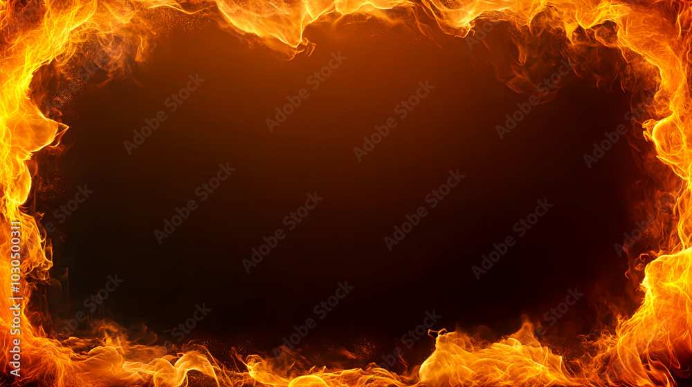 Fiery Frame with Dark Background for Visual Impact Fiery Frame with Dark Background for Visual Impact