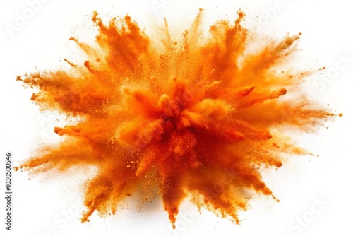 a splash of orange and orange powder on a white background