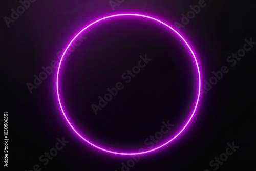 Product Presentation, Neon Pink Circle on Black, Glowing Ring, Futuristic Light, Simple Minimalist Art, Digital Download, Modern Wall Decor