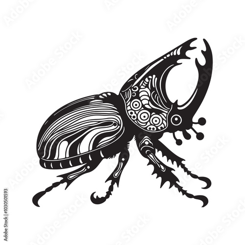 Beetle Silhouette Icon. Black Vector on Clean White.