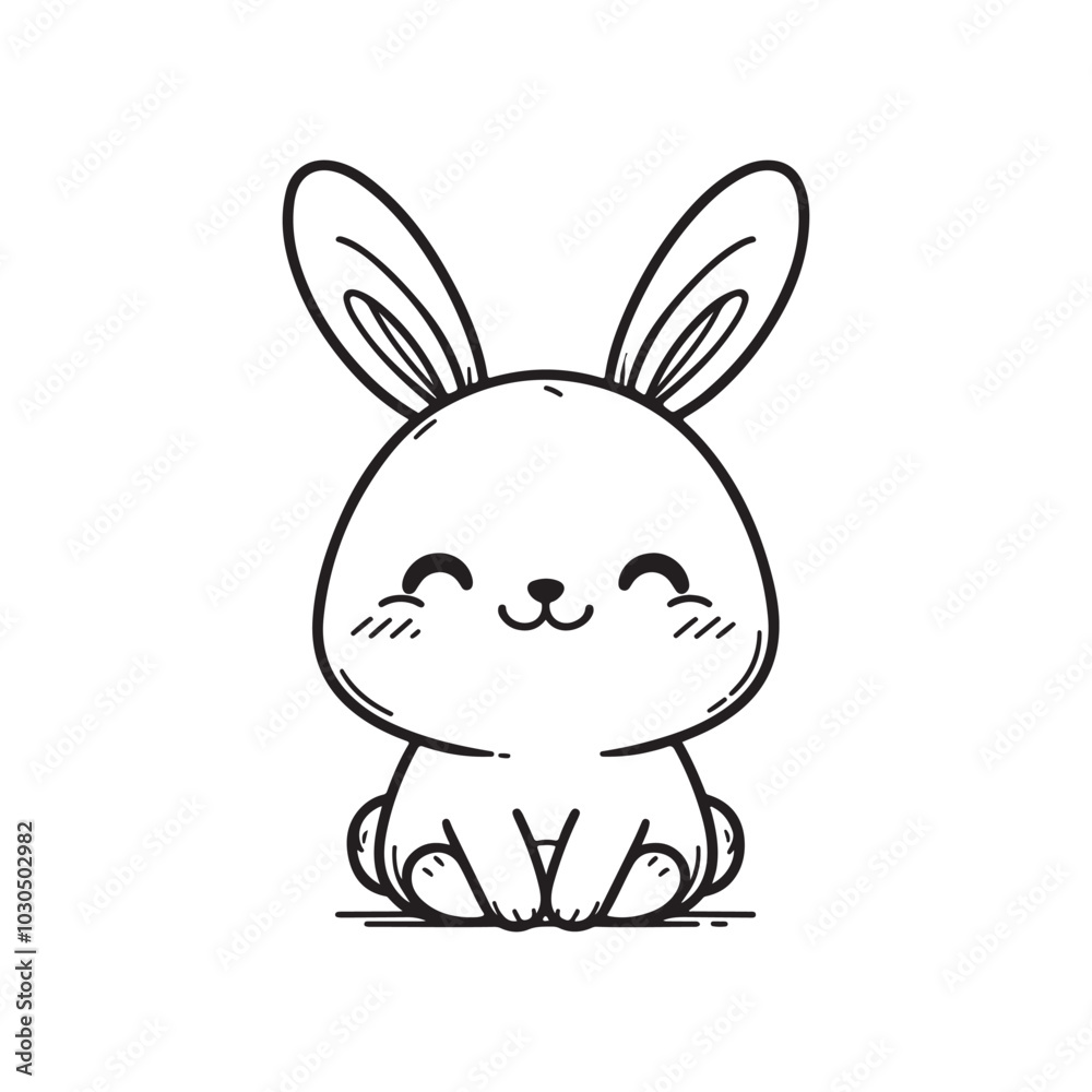 Vector Illustration of a Rabbit Silhouette in Black. Side Profile. Vector Illustration of a Rabbit Silhouette in Black. Side Profile.