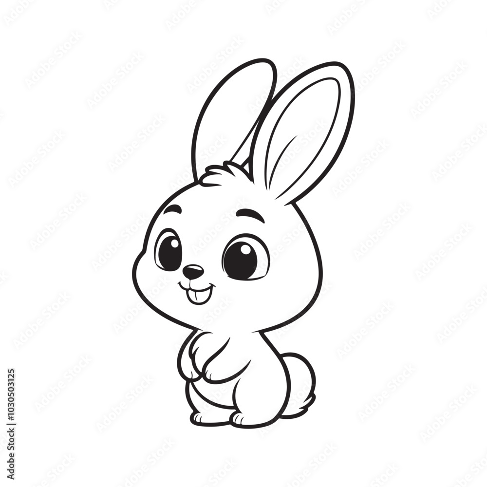 Side Silhouette of a Black Rabbit on White. Vector Graphic. Side Silhouette of a Black Rabbit on White. Vector Graphic.